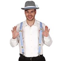 Verkleed bretels voor volwassenen - blauw/wit - Oktoberfest - verkleed accessoires - carnaval - bier