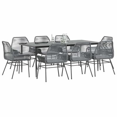 9-delige Tuinset met kussens poly rattan glas grijs