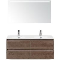 Dante Badmeubelset 120 cm - 4 Laden Tabacco - Keramische Wastafel Wit Cover met Sence Spiegel