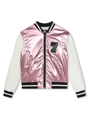 Karl Lagerfeld Kids veste bomber à logo brodé - Rose