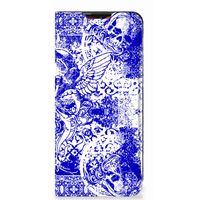 Mobiel BookCase Motorola Moto E7 Power | E7i Power Angel Skull Blauw