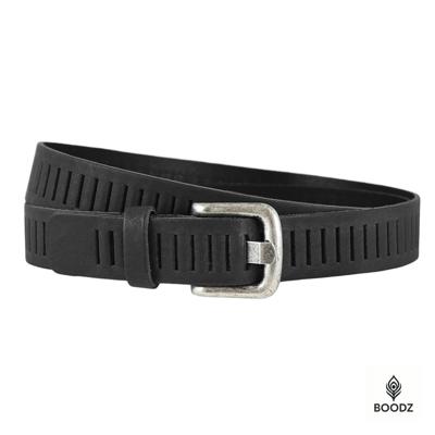 Boodz Leren Gleufjes Riem 3 cm Zwart