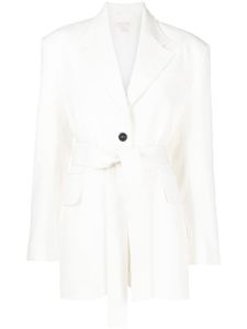 Materiel blazer boutonné à taille ceinturée - Blanc