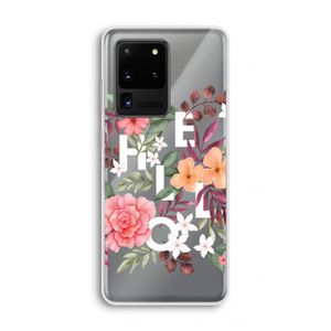 Hello in flowers: Samsung Galaxy S20 Ultra Transparant Hoesje
