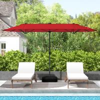 400 x 200 cm Dubbele Tuinparasol met LED op Zonne-Energie Extra Grote Parasol met Zwengel en Stevige Voet voor Binnenplaats Patio Zwembad