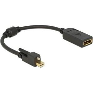 Delock 62638 Adapter mini DisplayPort 1.2 male met schroef > DisplayPort female 4K zwart