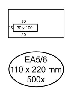 Envelop Quantore 110x220mm venster 3x10cm links zelfkl 500st