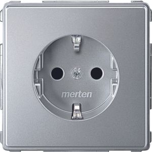 Merten Aquadesign 1-voudig stopcontact kinderveilig aluminium MTN2300-7260