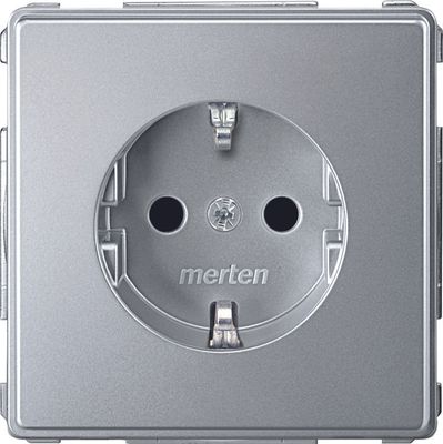 Merten Aquadesign 1-voudig stopcontact kinderveilig aluminium MTN2300-7260