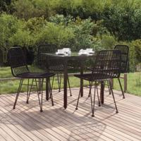 5-delige Tuinset poly rattan zwart