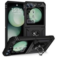 Lunso Samsung Galaxy Z Flip 7 FE / Flip6 - Armor backcover hoes met ringhouder - Zwart