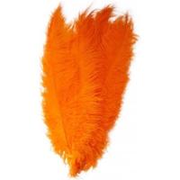 Carnaval verkleed veer/struisvogelveren - 3x - oranje - 50 cm - Carnaval - Sierveren/charleston vere - thumbnail