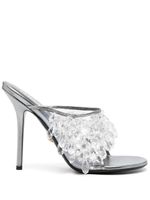 Versace métallisé mules à ornements en cristal - Argent