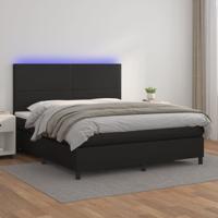 Boxspring met matras en LED kunstleer zwart 180x200 cm