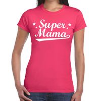 Super mama cadeau t-shirt roze dames - thumbnail