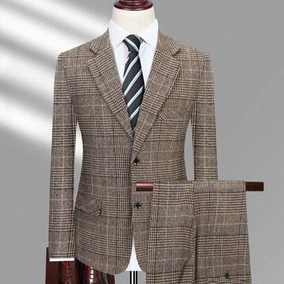 Bon&Bon Men's Coffee Brown Plaid Suit - Regular Fit Formal Business Blazer Coffee Brown / M