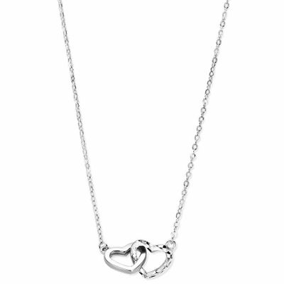 Ketting Hartjes gediamanteerd zilver 41-45 cm