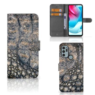 Motorola Moto G60s | Telefoonhoesje | Met pasjeshouder | Krokodillenprint