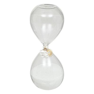 Zandloper cilinder - decoratie of tijdsmeting - 30 minuten - wit zand - D8 x H20 cm - glas