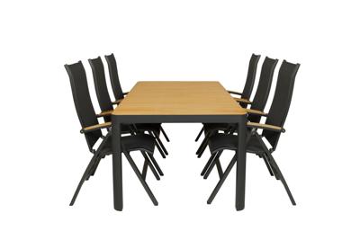 Qopps Mikos tuintafel 220 met 4 Kettler Altura verstelbare tuinstoel