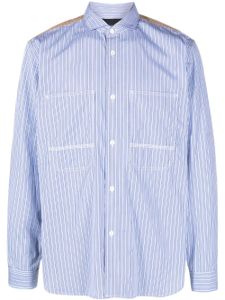 Junya Watanabe MAN chemise en coton à empiècements - Bleu