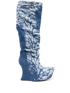 Masha Popova bottes en jean à effet usé - Bleu