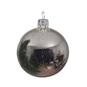 6x Glazen kerstballen glans zilver 6 cm kerstboom versiering/decoratie   -