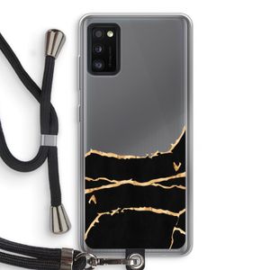 Gouden marmer: Samsung Galaxy A41 Transparant Hoesje met koord