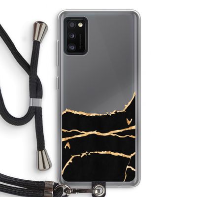 Gouden marmer: Samsung Galaxy A41 Transparant Hoesje met koord