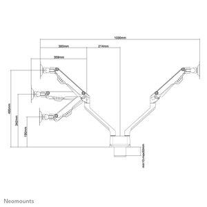 Neomounts FPMA-D750DSILVER Monitor-tafelbeugel 2-voudig 25,4 cm (10) - 81,3 cm (32) Grijs Zwenkbaar, Roteerbaar, Kantelbaar