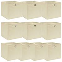 VidaXL Opbergboxen 10 st 32x32x32 cm stof crèmekleurig