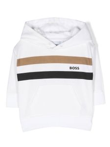 BOSS Kidswear hoodie rayé à logo imprimé - Blanc