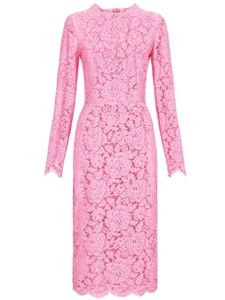 Dolce & Gabbana robe en dentelle fleurie à manches longues - Rose