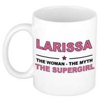 Naam cadeau mok/ beker Larissa The woman, The myth the supergirl 300 ml   -