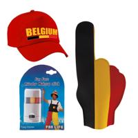 Belgie supporters set - baseballcap rood - met vlag schminkstift - foamhand - volwassenen - landen