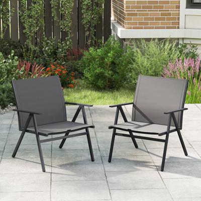 2-delige set Tuinstoelen met Ademende Stof Balkonstoelen Terrasstoelen Grijs