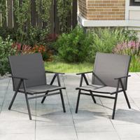 2-delige set Tuinstoelen met Ademende Stof Balkonstoelen Terrasstoelen Grijs