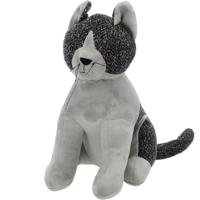 Best for Boots Deurstopper - dieren thema - Kat/poes - 1,5 kilo - wit/grijs - polyester - 18 x 32 cm