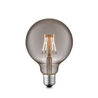 Edison Vintage LED filament lichtbron Globe - Rook - G95 Deco - Retro LED lamp - 9.5/9.5/13.5cm - geschikt voor E27 fitting - Dimbaar - 6W 160lm 1800K - warm wit licht