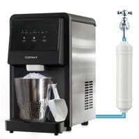 Ijsmaker 27kg/24u LED Klompjesmaker voor Aanrecht met Infraroodsensor en Zelfreinigende Functie Stil voor Thuis Kantoor Bar Zilver