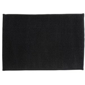 MSV Badkamerkleed/badmat voor op de vloer - zwart - 40 x 60 cm - Microvezel   -