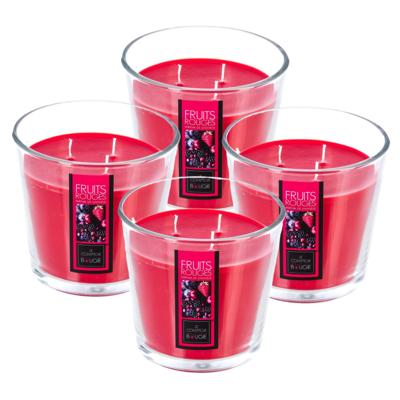 Atmosphera Candles Geurkaars - 4x - in glas - rood fruit aroma - 40 branduren - 13 x 12 cm