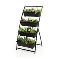 4-tier Verhoogd Bloembed met 4 Bakken en Drainagegaten Vrijstaand Verticaal Bloembed 6 x 70,5 x 160 cm