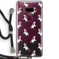 Eenhoorns overal: HTC U12+ Transparant Hoesje met koord