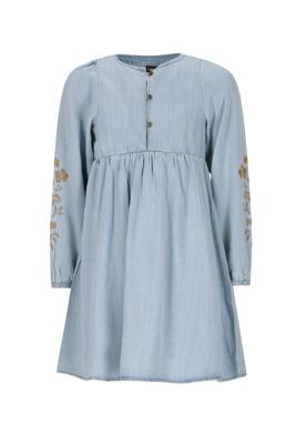 Like Flo winter jurk meisjes - blauw - Mischa - chambrey - borduursel op mouw
