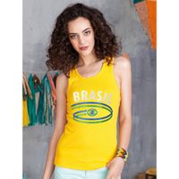 Mouwlose shirts met vlag van Brazilie dames - thumbnail