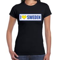 I love Sweden / Zweden landen shirt met bordje in de kleuren van de Zweedse vlag zwart voor dames 2XL  -