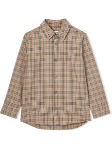 Burberry Kids chemise à carreaux - Marron