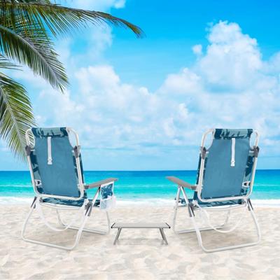 Strandstoelen met Tafel Opvouwbare Campingstoelen met Verstelbare Rugleuning Opvouwbare Stoelen Lichtblauw