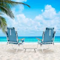 Strandstoelen met Tafel Opvouwbare Campingstoelen met Verstelbare Rugleuning Opvouwbare Stoelen Lichtblauw